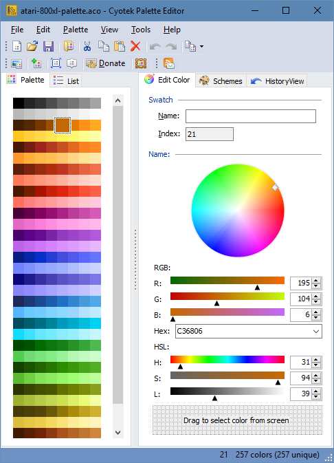 xml corel color palette